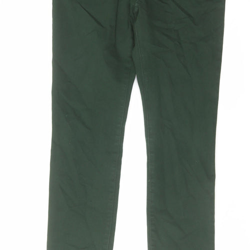 H&M Womens Green Cotton Straight Jeans Size 14 L30 in Regular Zip