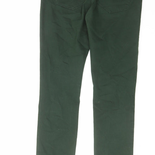 H&M Womens Green Cotton Straight Jeans Size 14 L30 in Regular Zip