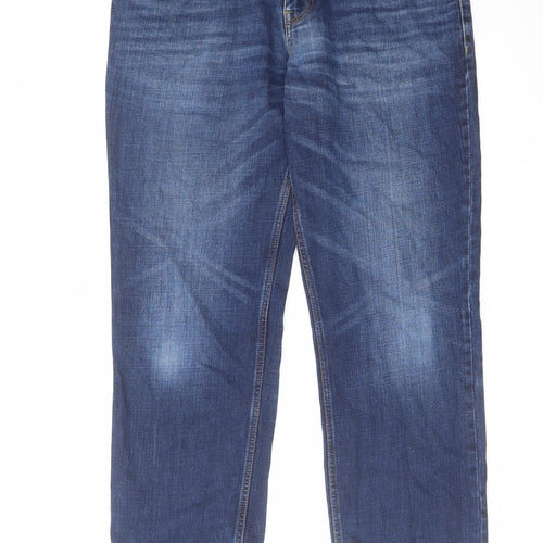 TU Mens Blue Cotton Straight Jeans Size 34 in L30 in Regular Zip