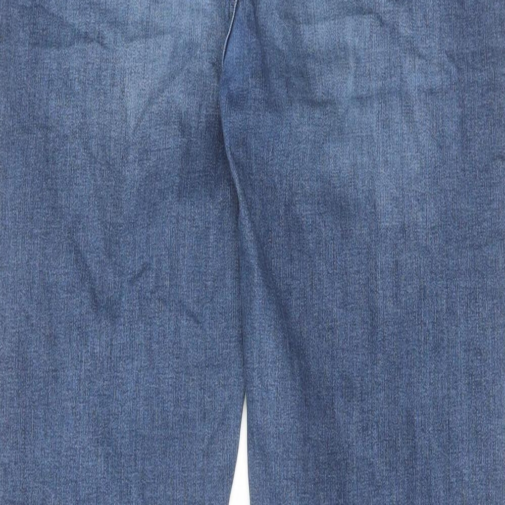 Marks and Spencer Womens Blue Herringbone Cotton Straight Jeans Size 12 L31 in Regular Zip