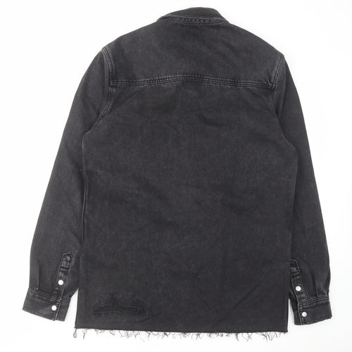 Zara Womens Black Jacket Size 12 Button - Distressed
