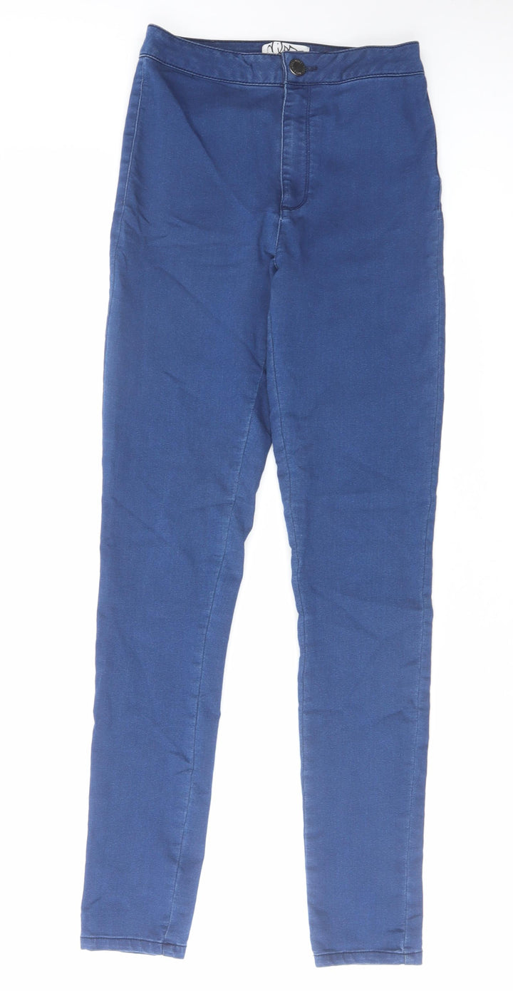 Miss Selfridge Womens Blue Cotton Skinny Jeans Size 10 L30 in Regular Zip