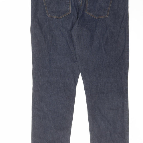 New Look Womens Blue Cotton Straight Jeans Size 16 L28 in Regular Zip