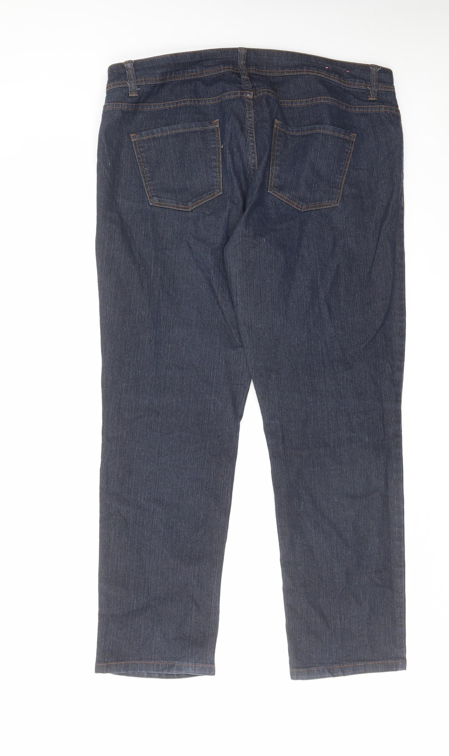 New Look Womens Blue Cotton Straight Jeans Size 16 L28 in Regular Zip