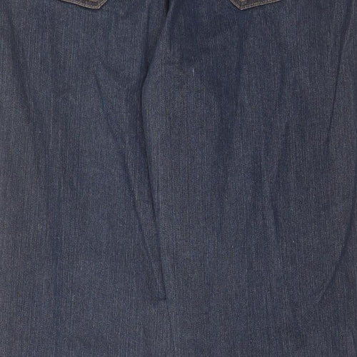 New Look Womens Blue Cotton Straight Jeans Size 16 L28 in Regular Zip