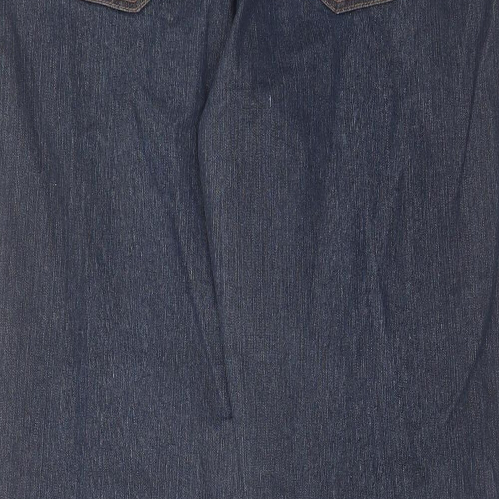 New Look Womens Blue Cotton Straight Jeans Size 16 L28 in Regular Zip