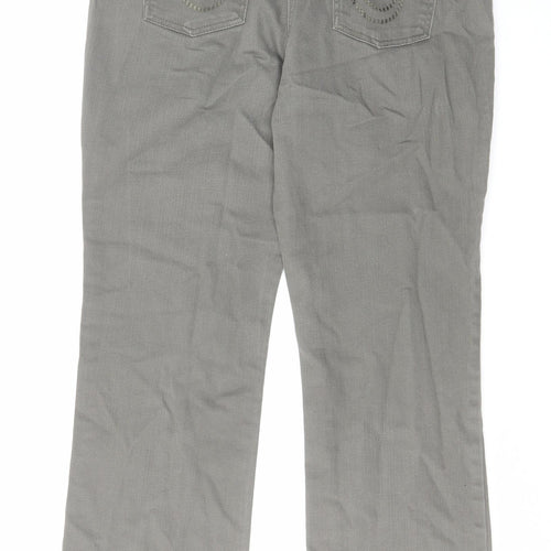 CC Womens Grey Cotton Straight Jeans Size 12 L27 in Regular Zip