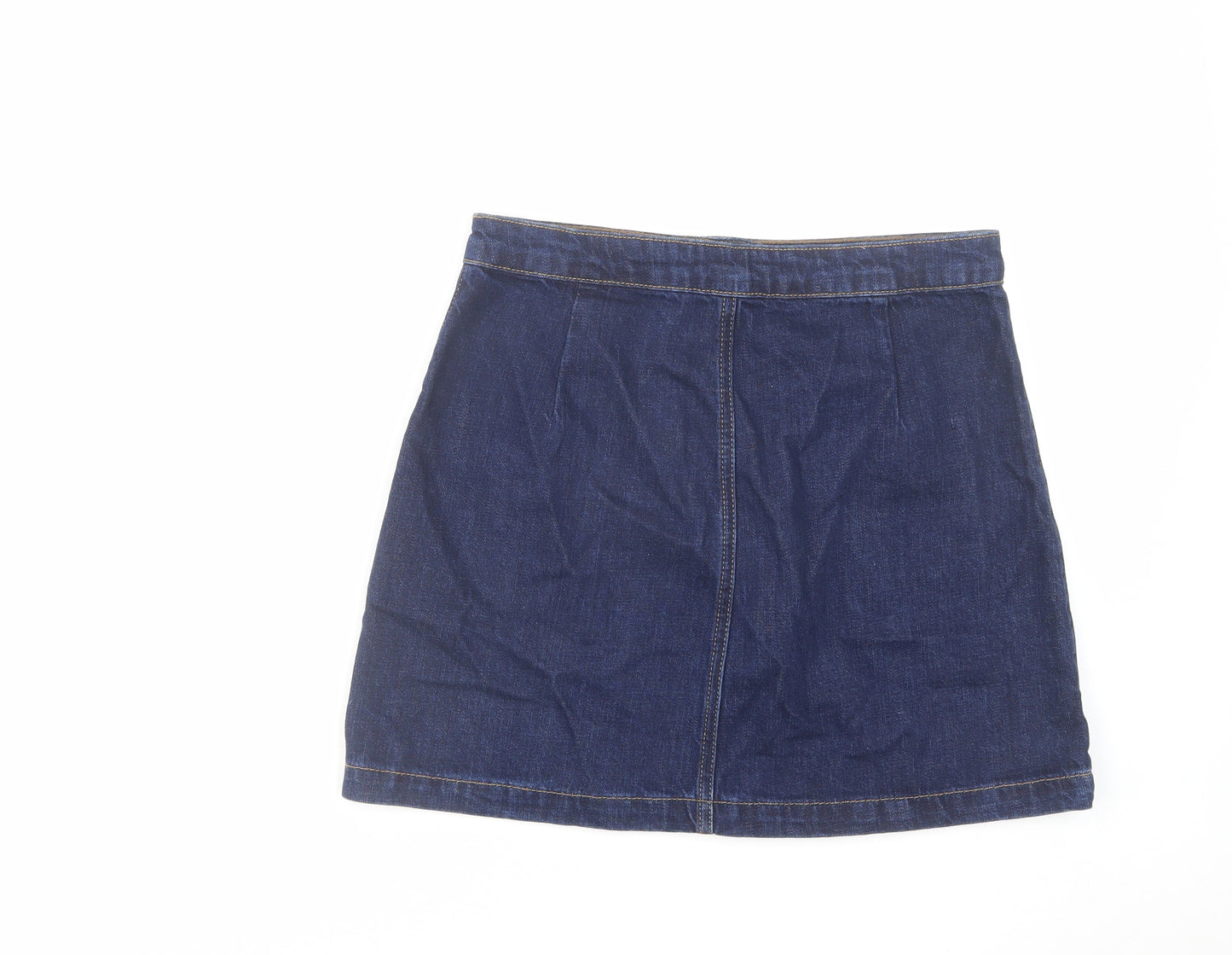 Topshop Womens Blue Cotton Mini Skirt Size 28 in Button