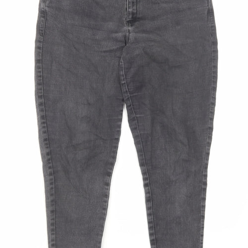 Dorothy Perkins Womens Grey Cotton Skinny Jeans Size 12 L24.5 in Regular Zip