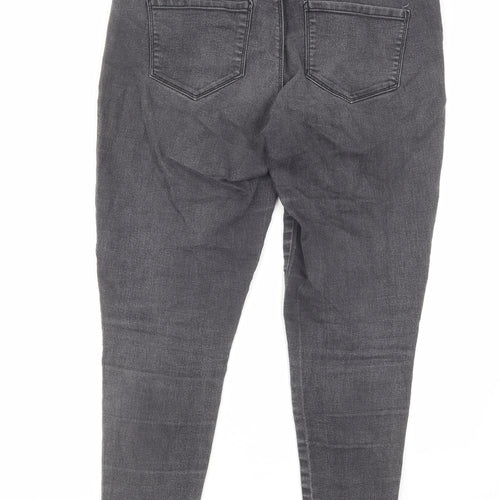 Dorothy Perkins Womens Grey Cotton Skinny Jeans Size 12 L24.5 in Regular Zip