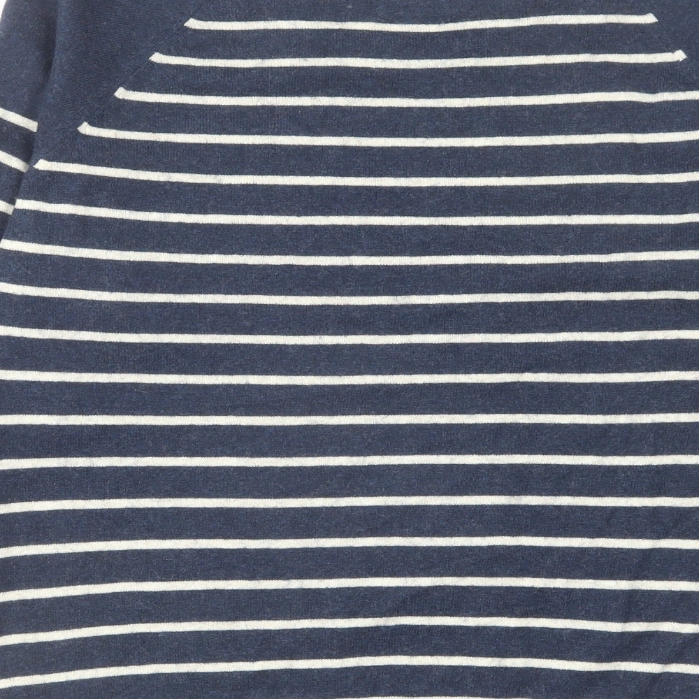 Seasalt Womens Blue Round Neck Striped Cotton Pullover Jumper Size 16