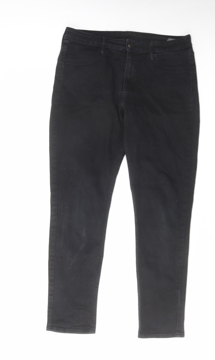 H&M Mens Black Cotton Straight Jeans Size 32 in L29 in Regular Zip