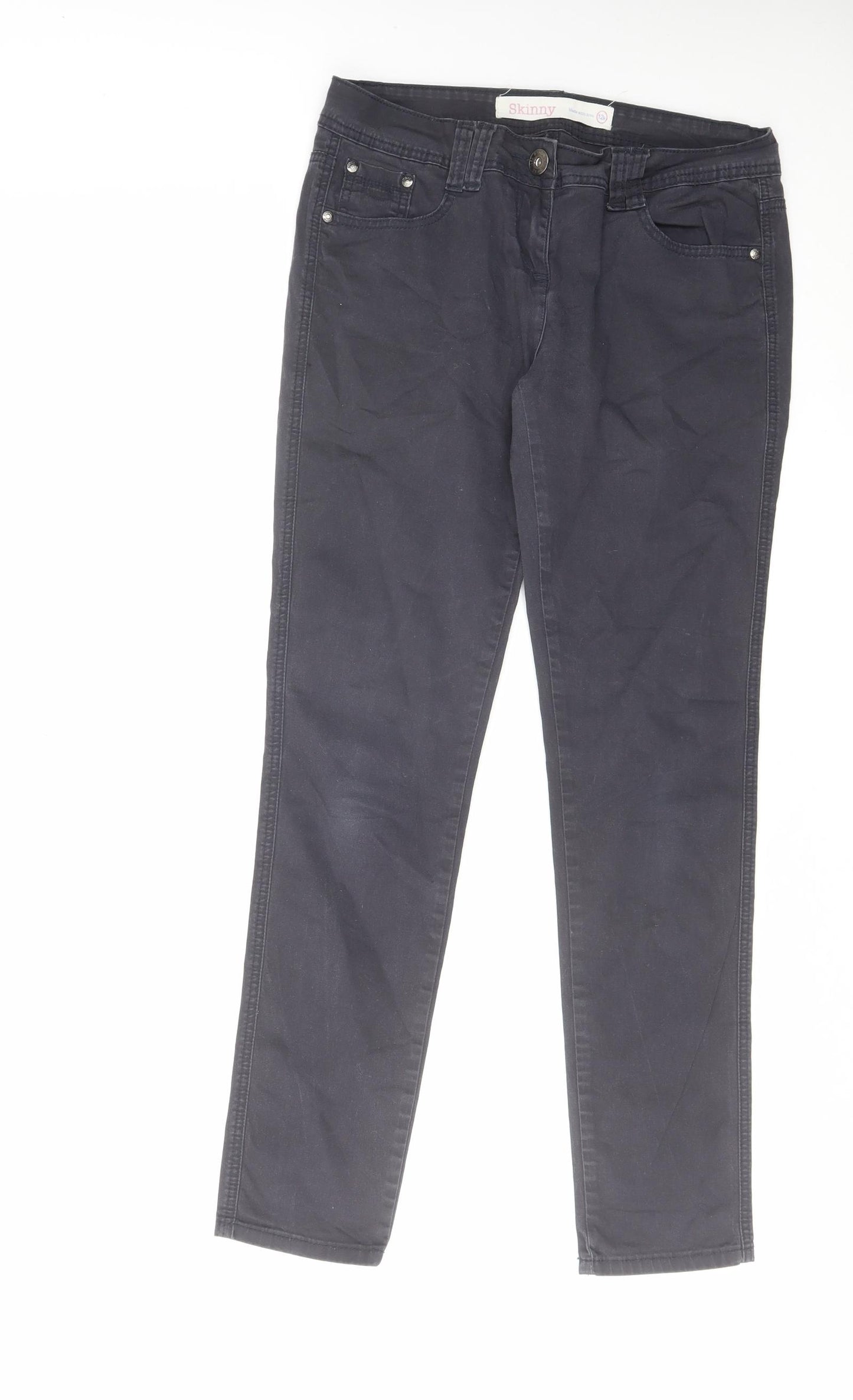NEXT Womens Blue Cotton Straight Jeans Size 12 L30 in Regular Zip