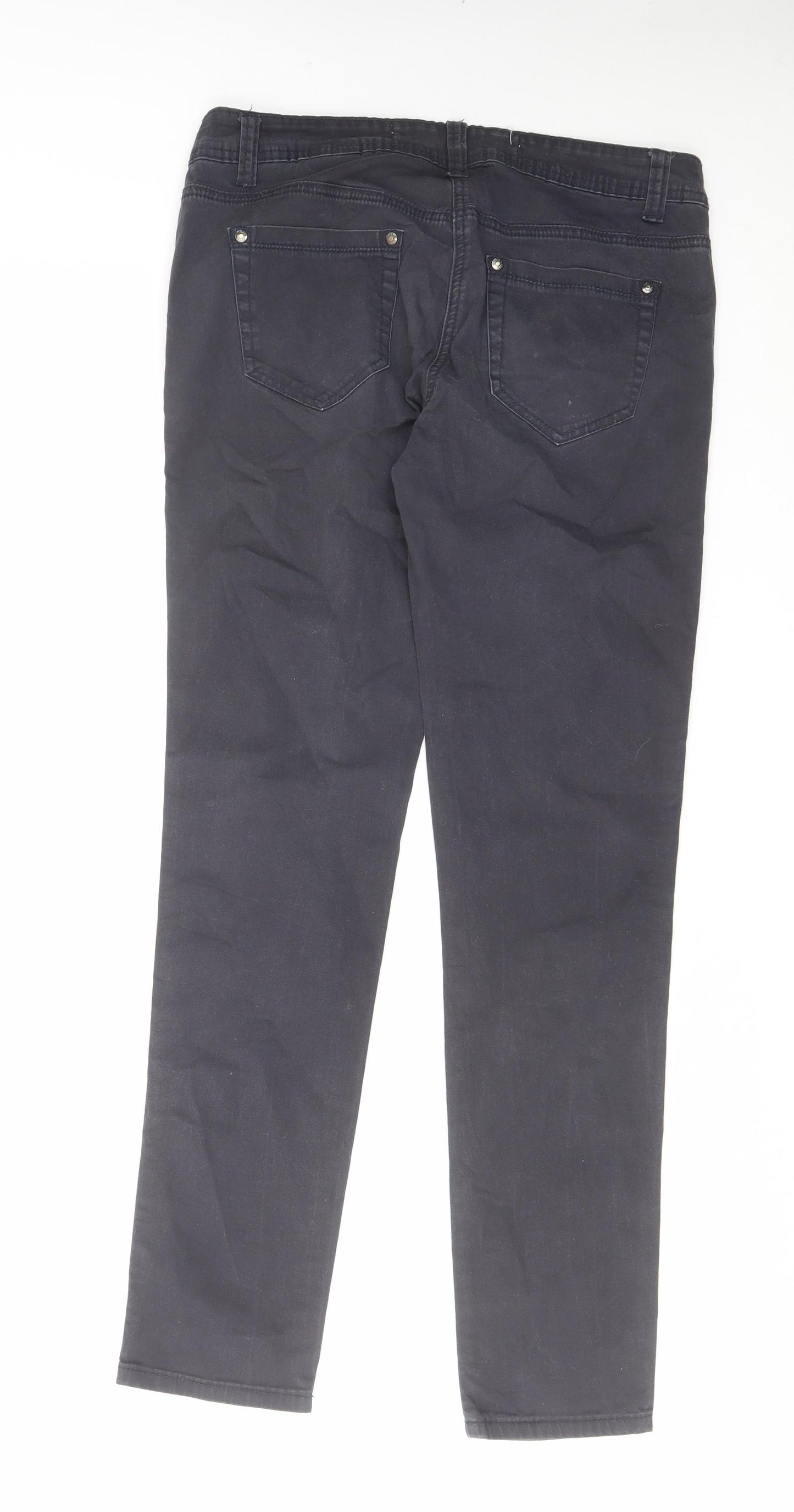 NEXT Womens Blue Cotton Straight Jeans Size 12 L30 in Regular Zip
