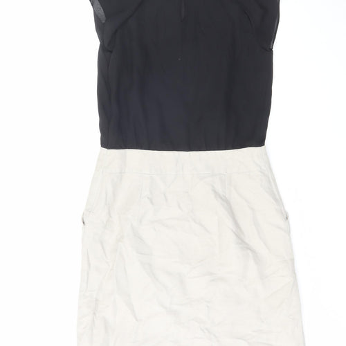 NEXT Womens Black Colourblock Polyester A-Line Size 8 Boat Neck Zip