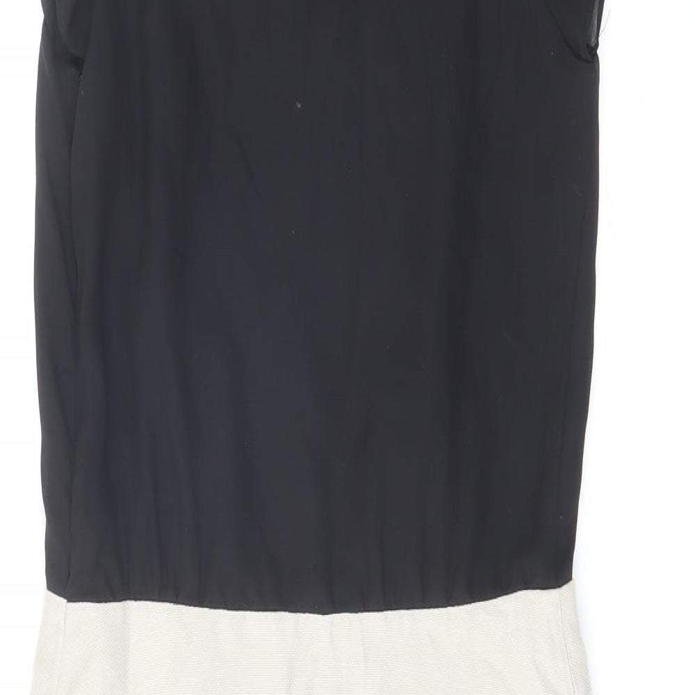 NEXT Womens Black Colourblock Polyester A-Line Size 8 Boat Neck Zip