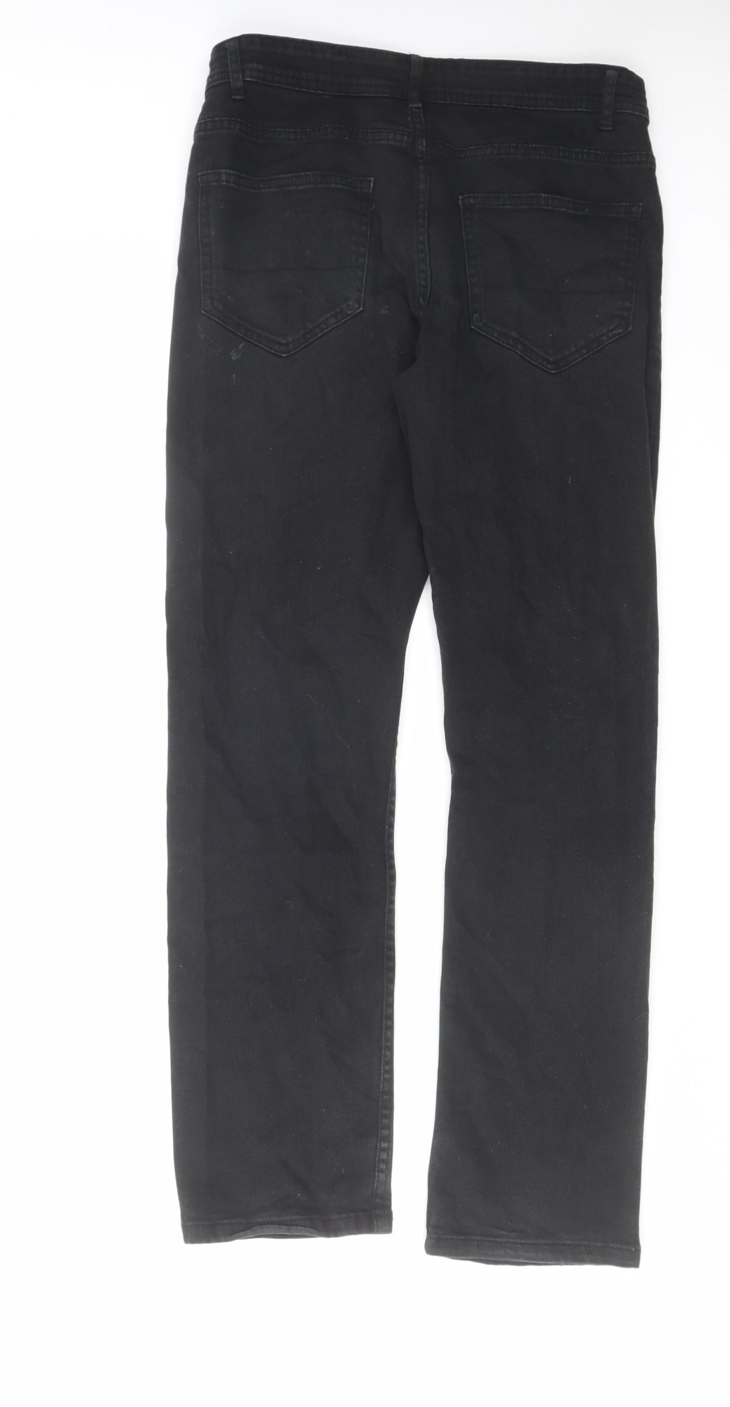 Denim & Co. Mens Black Cotton Straight Jeans Size 30 in L30 in Regular Zip