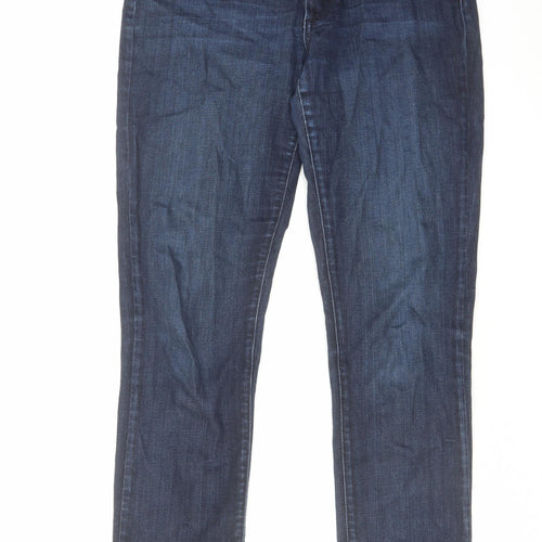 James Jeans Womens Blue Cotton Straight Jeans Size 26 in L27 in Regular Zip