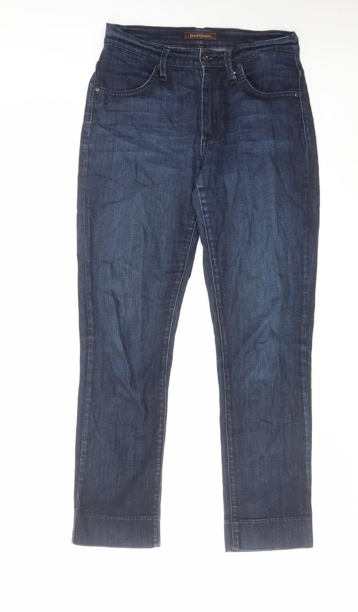 James Jeans Womens Blue Cotton Straight Jeans Size 26 in L27 in Regular Zip