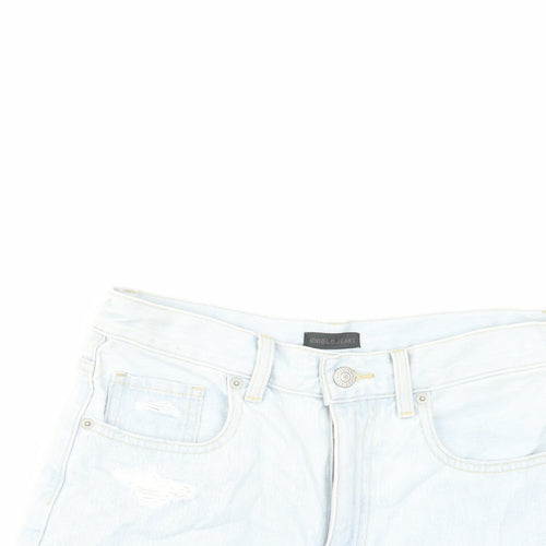 Uniqlo Womens Blue Cotton Cut-Off Shorts Size 24 in L3 in Regular Zip