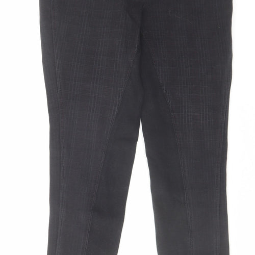 Harry Hall Womens Black Check Cotton Trousers Size 26 in L27 in Regular Zip - Equestrian