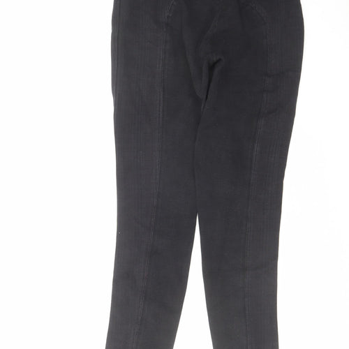 Harry Hall Womens Black Check Cotton Trousers Size 26 in L27 in Regular Zip - Equestrian