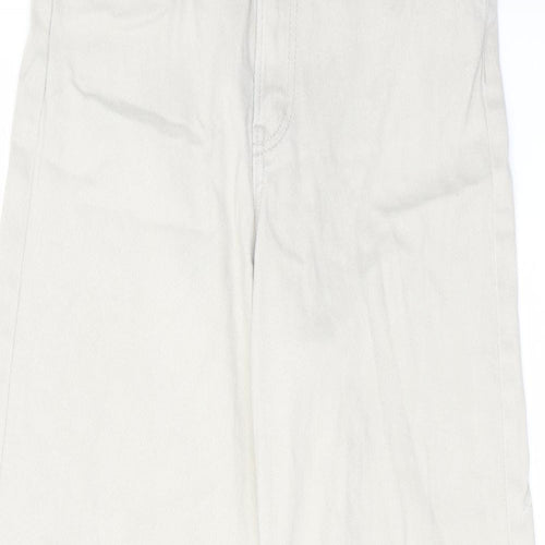 H&M Womens Beige Cotton Wide-Leg Jeans Size 12 L29 in Regular Zip