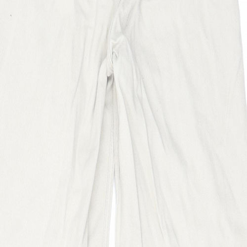 H&M Womens Beige Cotton Wide-Leg Jeans Size 12 L29 in Regular Zip