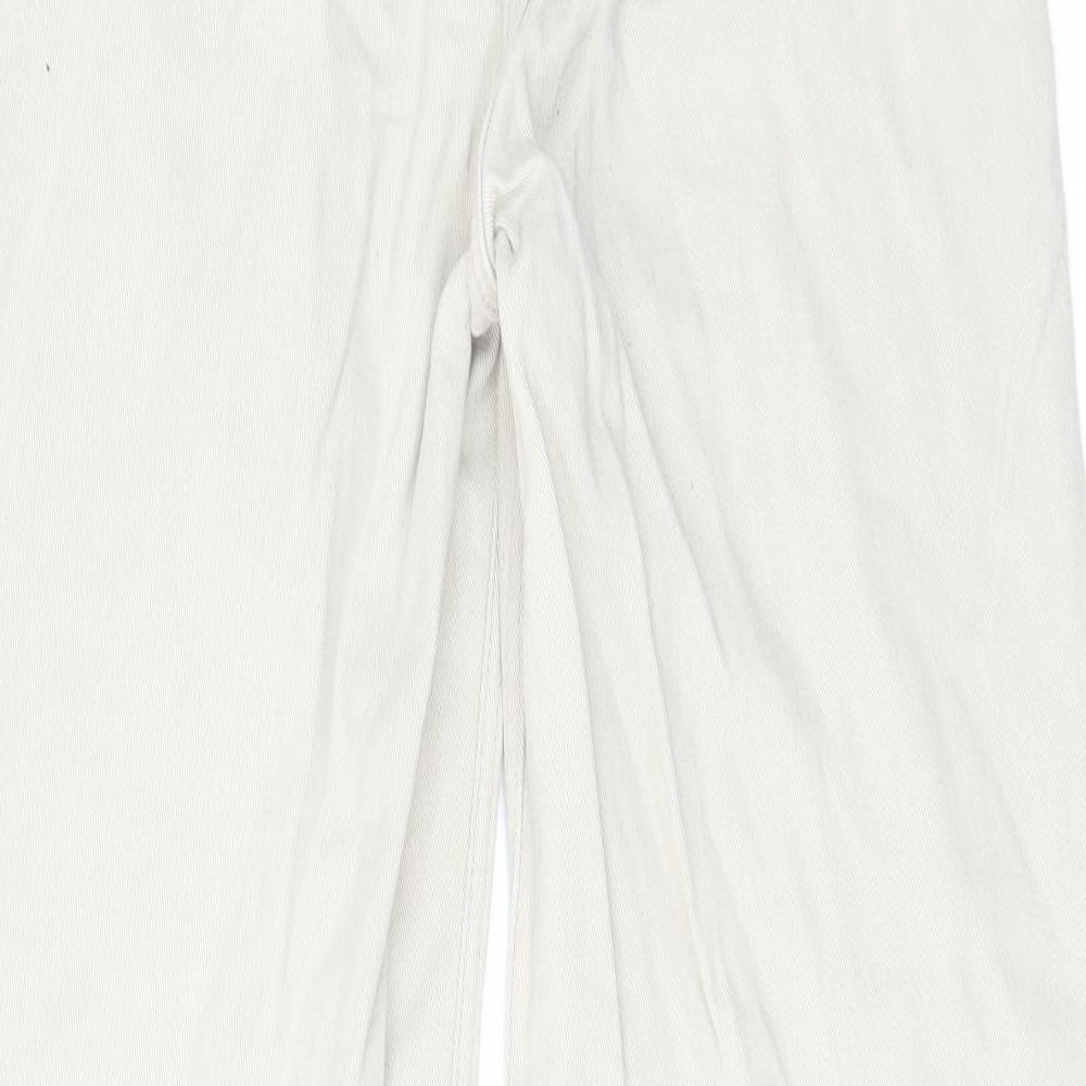 H&M Womens Beige Cotton Wide-Leg Jeans Size 12 L29 in Regular Zip