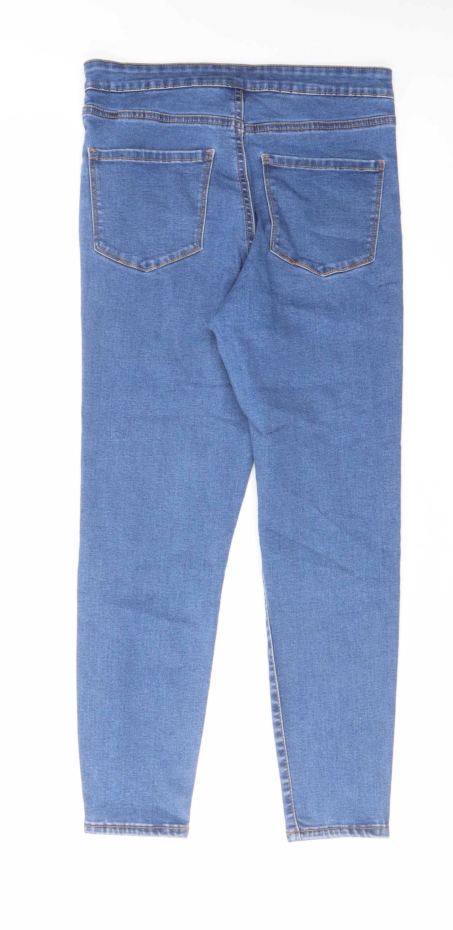 Denim & Co. Womens Blue Cotton Skinny Jeans Size 12 L24 in Regular Zip