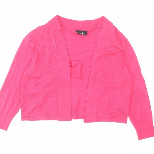 Wallis Womens Pink V-Neck Viscose Cardigan Jumper Size S