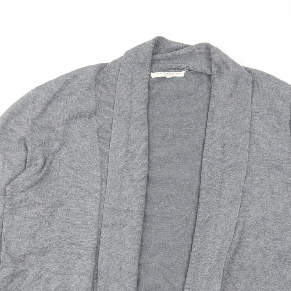 Retrology Womens Grey V-Neck Viscose Cardigan Jumper Size XL