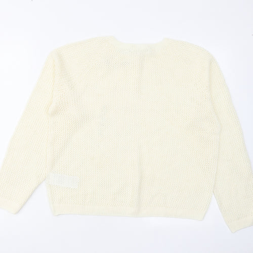 Uniqlo Womens Ivory Round Neck Acrylic Pullover Jumper Size XL