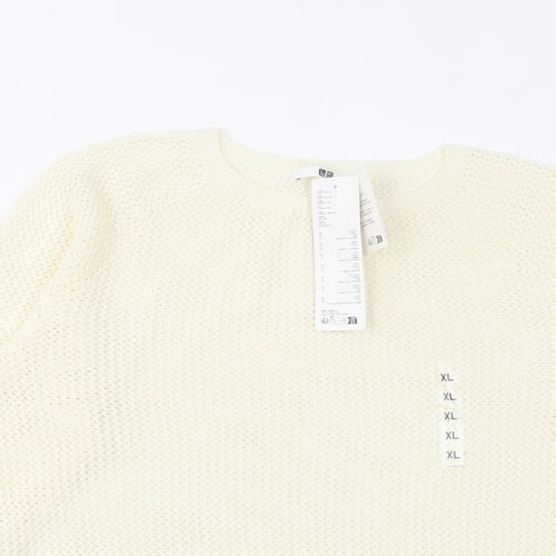 Uniqlo Womens Ivory Round Neck Acrylic Pullover Jumper Size XL