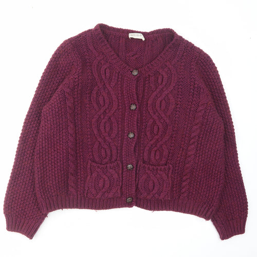 Marks and Spencer Womens Purple V-Neck Acrylic Cardigan Jumper Size 16