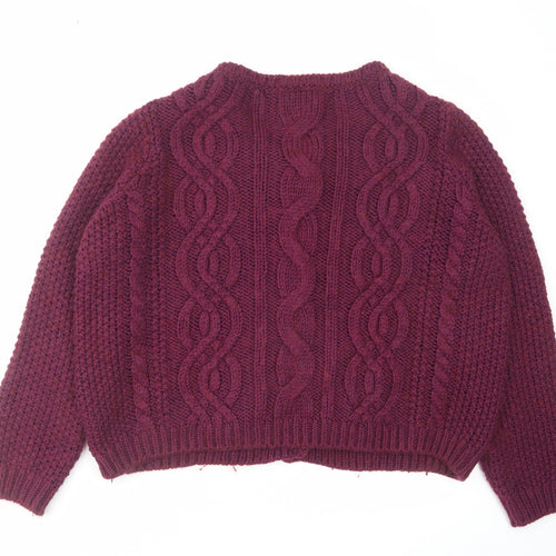 Marks and Spencer Womens Purple V-Neck Acrylic Cardigan Jumper Size 16