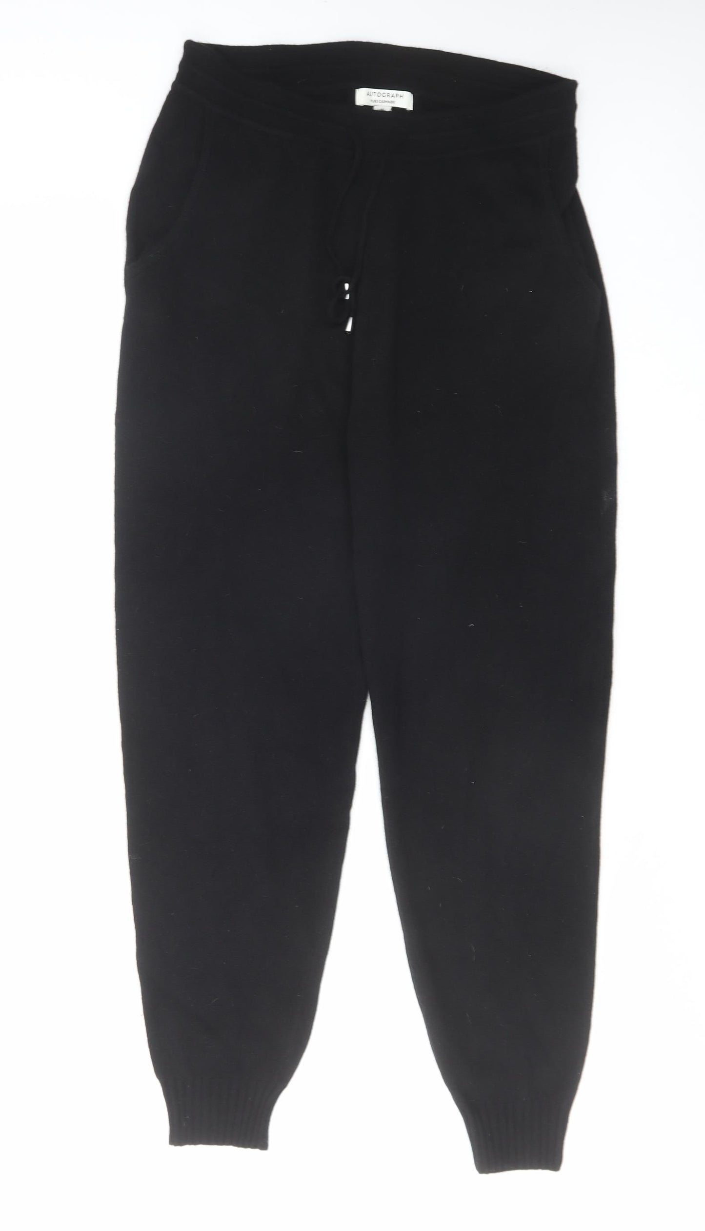Autograph Womens Black Cashmere Jogger Trousers Size M L28 in Regular Drawstring