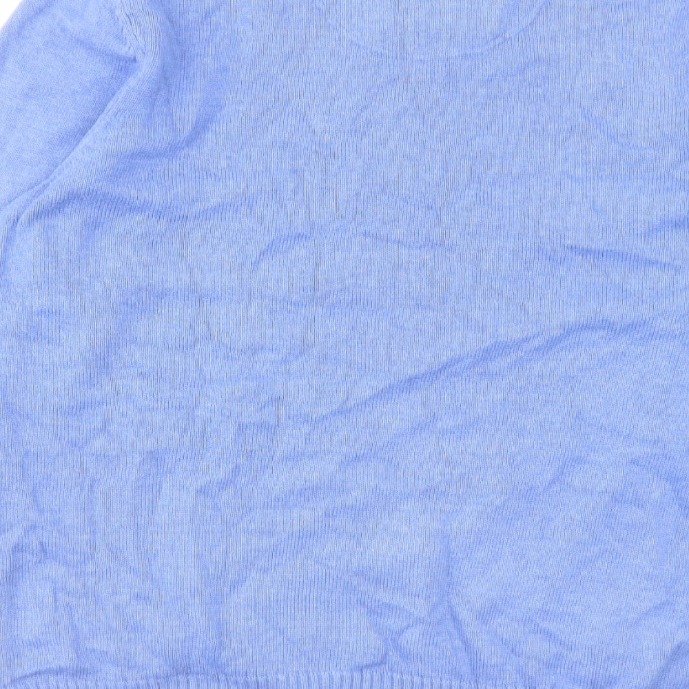 Atlantic Bay Mens Blue Round Neck Cotton Pullover Jumper Size L Long Sleeve