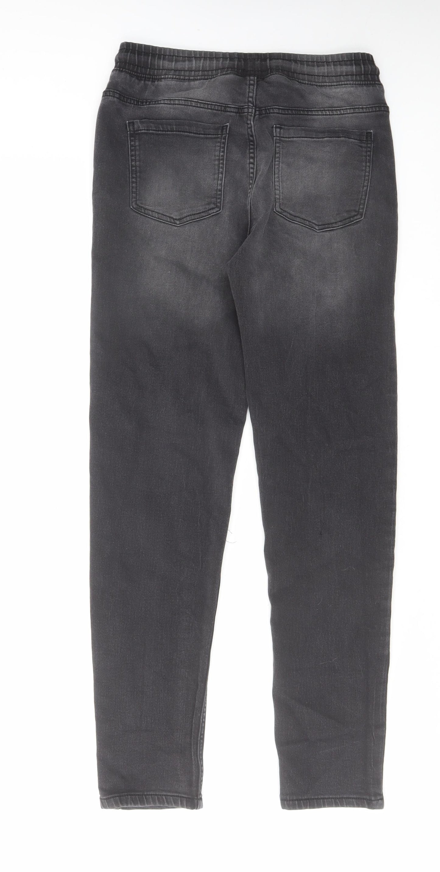 George Boys Grey Cotton Skinny Jeans Size 13-14 Years Regular Drawstring
