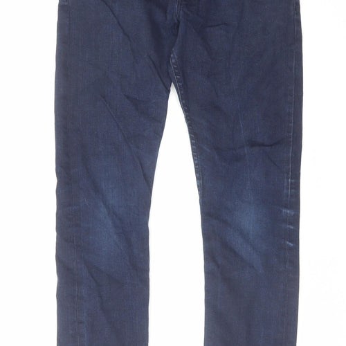 H&M Boys Blue Cotton Straight Jeans Size 15-16 Years Regular Zip - Distressed look