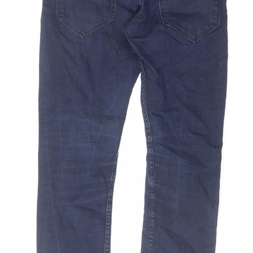 H&M Boys Blue Cotton Straight Jeans Size 15-16 Years Regular Zip - Distressed look
