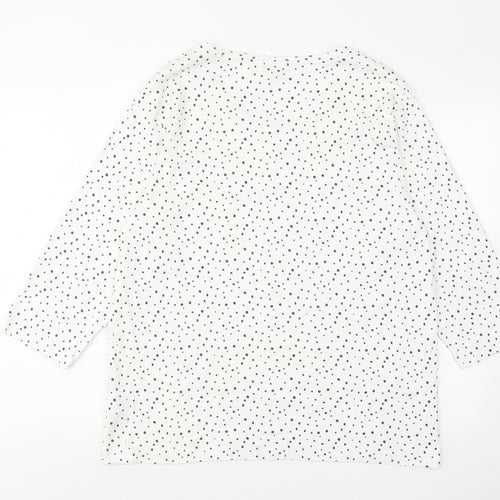 Cotton Traders Womens White Polka Dot Cotton Basic T-Shirt Size 22 Scoop Neck