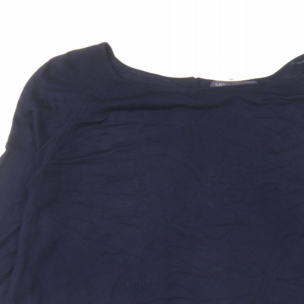 Marks and Spencer Womens Blue Boat Neck Acrylic Pullover Jumper Size 14