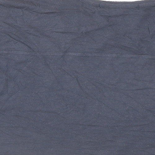Pull&Bear Womens Blue Polyester Cropped T-Shirt Size L V-Neck