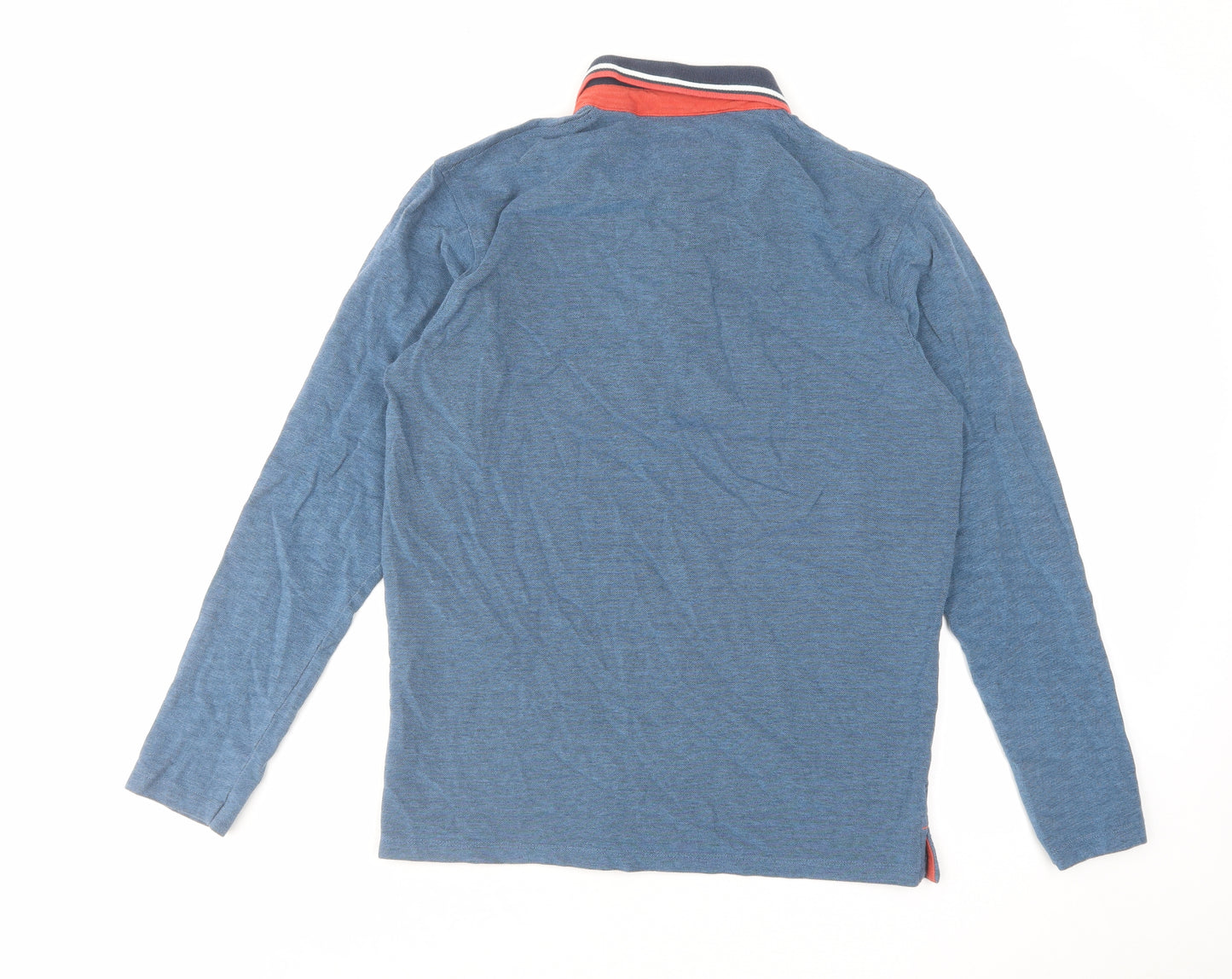 JACK & JONES Mens Blue Cotton Polo Size M Collared Button