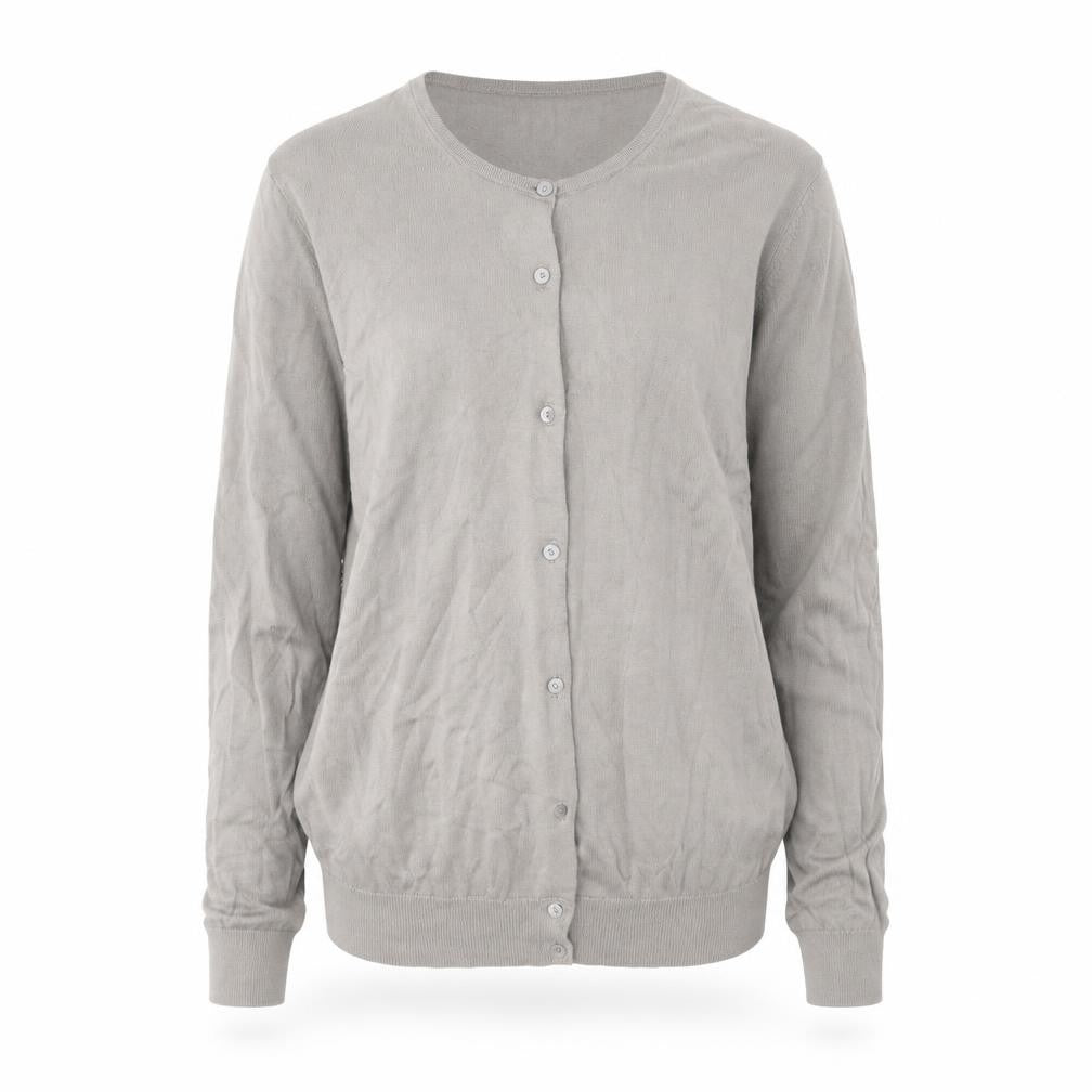 Uniqlo Mens Grey Round Neck Cotton Cardigan Jumper Size L Long Sleeve