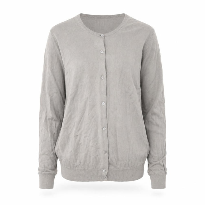Uniqlo Mens Grey Round Neck Cotton Cardigan Jumper Size L Long Sleeve