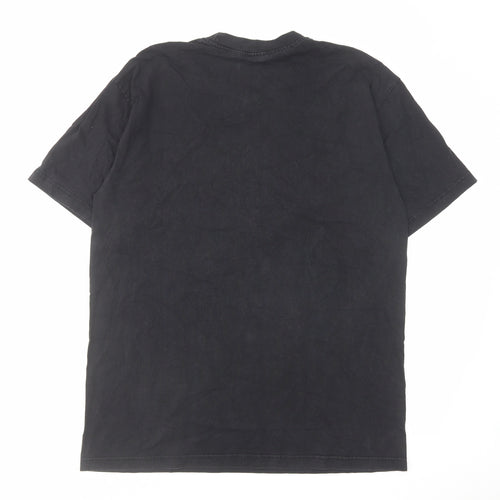 Joligolf Mens Black Cotton T-Shirt Size L Crew Neck