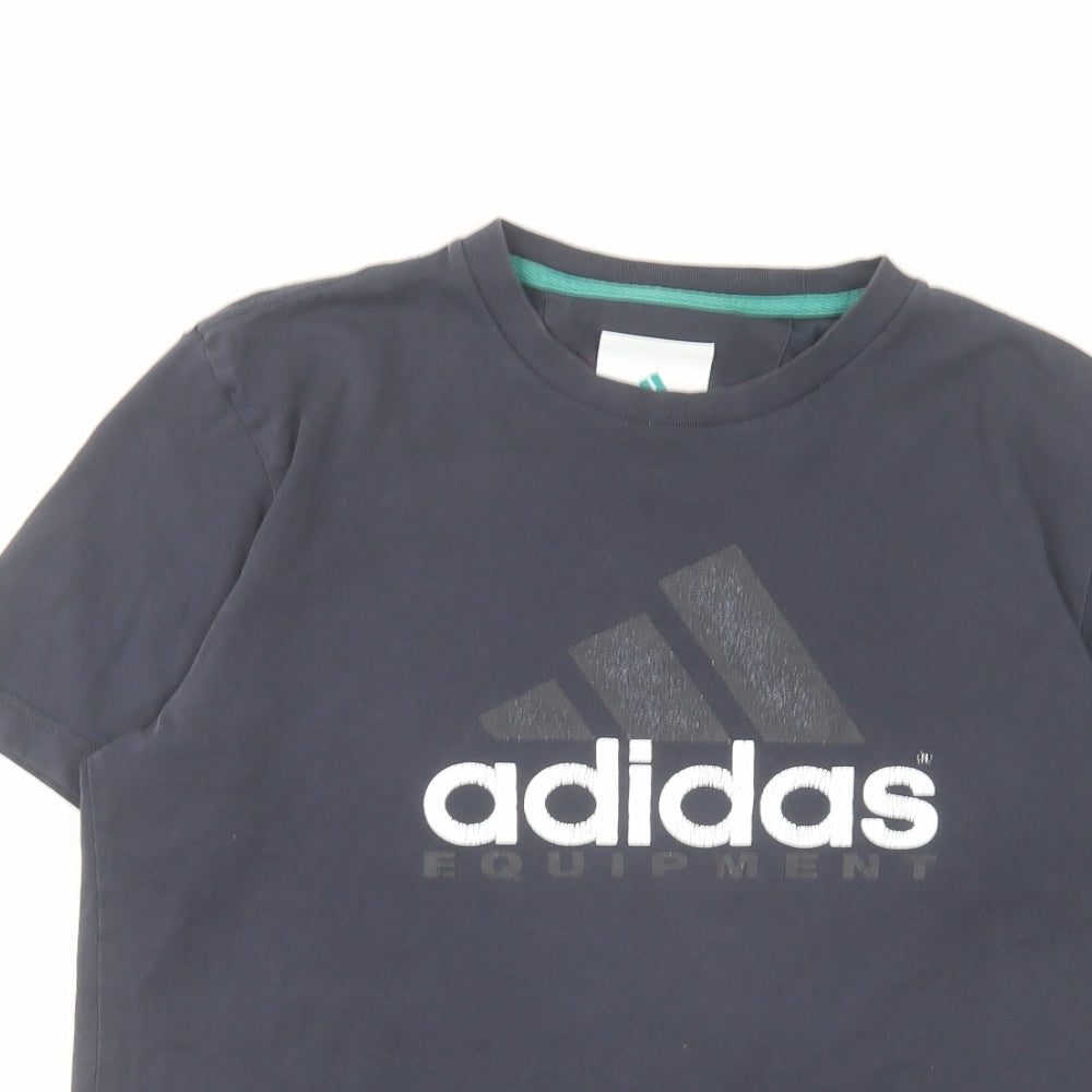 adidas Mens Blue Cotton T-Shirt Size S Crew Neck