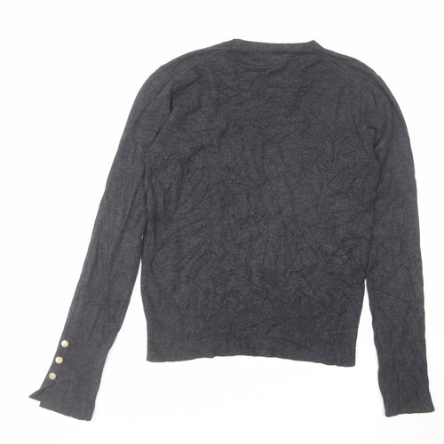 Zara Womens Grey Round Neck Acrylic Pullover Jumper Size L
